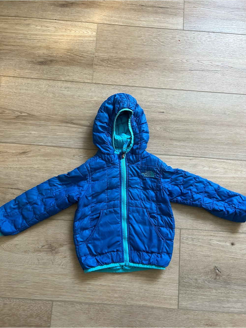 The North Face Toddler 2T Blue Hooded Puffer Jacket